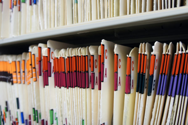 Shelves of medical records