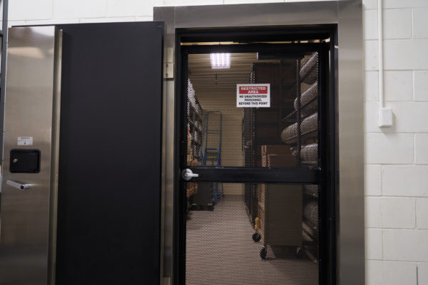 Secure vault with doors open