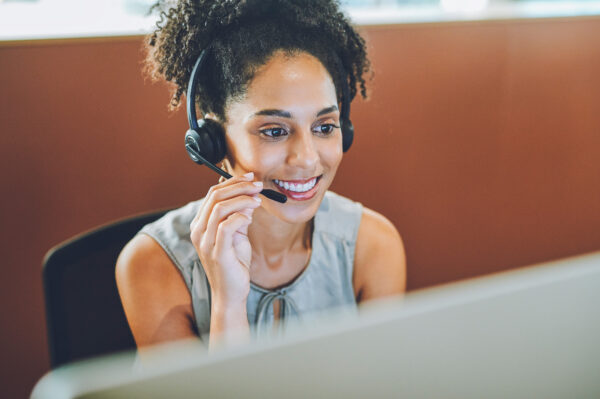 Customer support woman on a headset