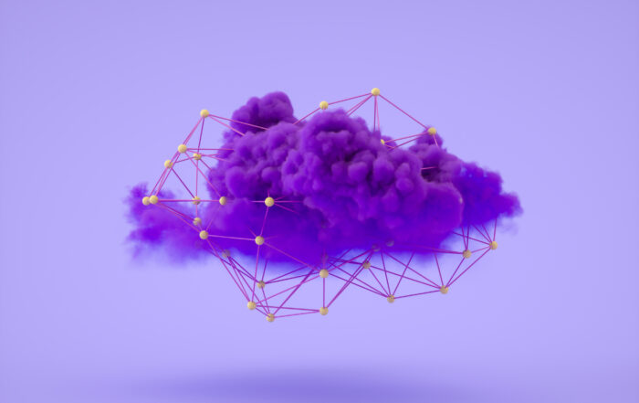 Purple cloud in a web symbolizing technology