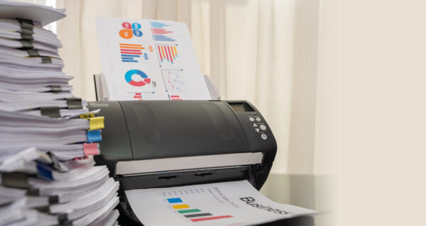 Desktop scanner with documents