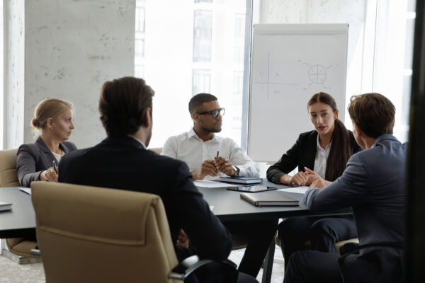 Group of businesspeople discussing a project