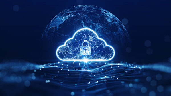 Digital security concept, lock in a cloud