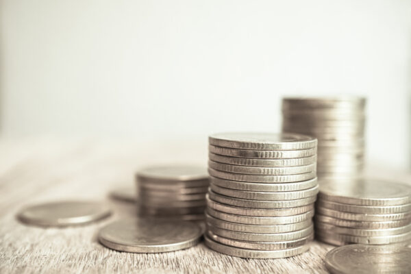 Stacks of coins lined up